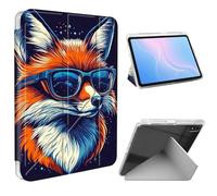 ETLKJVBL for iPad mini 6/7 (A17 Pro) Case, Slim Clear Cover with Pencil Holder, Multi-Angle Y-Stand, Auto Sleep/Wake, Fox Wear Glasses Lightweight Tablet Case