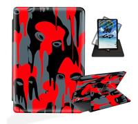 ETLKJVBL for iPad mini 7 A17 Pro 2024/ iPad mini 6 2021 Case 360 Degree Rotating, Multi - Angle Viewing, Auto Sleep/Wake, Red - Black Dripping Faces Exquisite Leather Case for iPad mini 7th