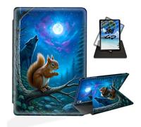 ETLKJVBL for iPad mini 7 A17 Pro 2024/ iPad mini 6 2021 Case 360 Degree Rotating, Multi - Angle Viewing, Auto Sleep/Wake, Squirrel and Wolf in Moonlight Exquisite Leather Case for iPad mini 7th