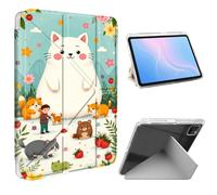 ETLKJVBL for iPad Pro 11 Inch Case (1st/2nd/3rd/4th Gen), Slim Clear Cover with Pencil Holder, Multi-Angle Y-Stand, Auto Sleep/Wake, Cute Cat and Animals Lightweight Tablet Case