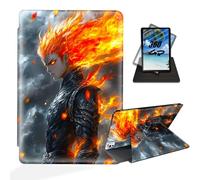 ETLKJVBL for iPad Pro 11 Inch Case 2024, 360 Degree Rotating, Multi - Angle Viewing, Auto Sleep/Wake, Anime The Fiery Warrior Exquisite Leather Case for iPad Pro 11 Inch 2024 Tablet