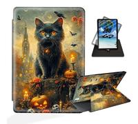 ETLKJVBL for iPad Pro 11 Inch Case 2024, 360 Degree Rotating, Multi - Angle Viewing, Auto Sleep/Wake, Cat in Spooky Season Castle Scene Exquisite Leather Case for iPad Pro 11 Inch 2024 Tablet
