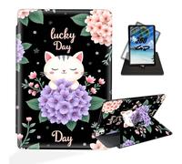 ETLKJVBL for iPad Pro 11 Inch Case 2024, 360 Degree Rotating, Multi - Angle Viewing, Auto Sleep/Wake, Cat in Flowers Lucky Day Exquisite Leather Case for iPad Pro 11 Inch 2024 Tablet