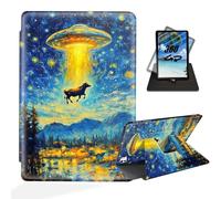 ETLKJVBL for iPad Pro 11 Inch Case 2024, 360 Degree Rotating, Multi - Angle Viewing, Auto Sleep/Wake, Cow Abducted by UFO at Night Exquisite Leather Case for iPad Pro 11 Inch 2024 Tablet