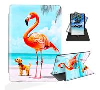 ETLKJVBL for iPad Pro 11 Inch Case 2024, 360 Degree Rotating, Multi - Angle Viewing, Auto Sleep/Wake, Cute Pink Flamingo and Dog Exquisite Leather Case for iPad Pro 11 Inch 2024 Tablet