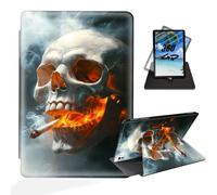 ETLKJVBL for iPad Pro 11 Inch Case 2024, 360 Degree Rotating, Multi - Angle Viewing, Auto Sleep/Wake, Skull with Smoking Cigarette Exquisite Leather Case for iPad Pro 11 Inch 2024 Tablet