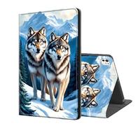 ETLKJVBL for iPad Pro 11 Inch Case 2024, Auto Sleep/Wake, Two Wolves in Snowy Mountains Multiple Angles Viewing Folio Stand Case for iPad Pro 11 Inch 2024 Tablet