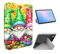 ETLKJVBL for iPad Pro 11 Inch Case 2024, Slim Clear Cover with Pencil Holder, Multi-Angle Y-Stand, Auto Sleep/Wake, Three Cute Gnomes Lightweight Tablet Case
