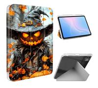 ETLKJVBL for iPad Pro 11 Inch Case 2024, Slim Clear Cover with Pencil Holder, Multi-Angle Y-Stand, Auto Sleep/Wake, Spooky Season Pumpkin Scarecrow Lightweight Tablet Case