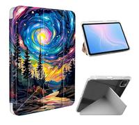 ETLKJVBL for iPad Pro 12.9 Inch Case, Slim Clear Cover with Pencil Holder, Multi-Angle Y-Stand, Auto Sleep/Wake, Starry Colorful Aurora Lightweight Tablet Case