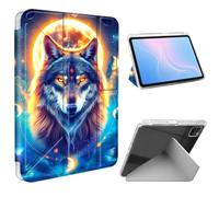 ETLKJVBL for iPad Pro 12.9 Inch Case, Slim Clear Cover with Pencil Holder, Multi-Angle Y-Stand, Auto Sleep/Wake, Moon Majestic Wolf Lightweight Tablet Case