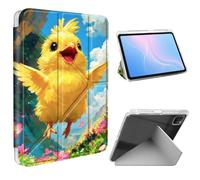 ETLKJVBL for iPad Pro 12.9 Inch Case, Slim Clear Cover with Pencil Holder, Multi-Angle Y-Stand, Auto Sleep/Wake, Cheerful Chick Flying in Flower Field Lightweight Tablet Case