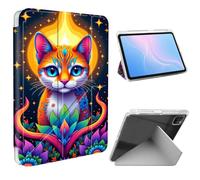 ETLKJVBL for iPad Pro 12.9 Inch Case, Slim Clear Cover with Pencil Holder, Multi-Angle Y-Stand, Auto Sleep/Wake, Colorful Cat Art Lightweight Tablet Case