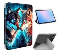 ETLKJVBL for iPad Pro 12.9 Inch Case, Slim Clear Cover with Pencil Holder, Multi-Angle Y-Stand, Auto Sleep/Wake, Celestial Wolves Lightweight Tablet Case