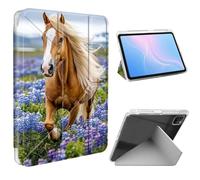ETLKJVBL for iPad Pro 12.9 Inch Case, Slim Clear Cover with Pencil Holder, Multi-Angle Y-Stand, Auto Sleep/Wake, Majestic Horse Lightweight Tablet Case