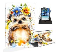 ETLKJVBL for iPad Pro 13 Inch Case 2024, 360 Degree Rotating, Multi - Angle Viewing, Auto Sleep/Wake, Cute Hedgehog with Flowers Exquisite Leather Case for iPad Pro 13 Inch 2024 Tablet
