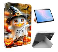 ETLKJVBL for iPad Pro 13 Inch Case 2024, Slim Clear Cover with Pencil Holder, Multi-Angle Y-Stand, Auto Sleep/Wake, Spooky Season Spectres with Witch Hat Lightweight Tablet Case