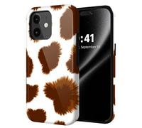 ETLKJVBL for iPhone 11 Case, Brown and White Furry Pattern Hybrid 2-Layer Hard Shell with Shockproof Silicone, Dual-Layer Protective Case for iPhone 11