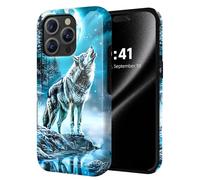 ETLKJVBL for iPhone 12 Pro Case, Wolf Howling at The Moon Hybrid 2-Layer Hard Shell with Shockproof Silicone, Dual-Layer Protective Case for iPhone 12 Pro