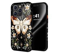 ETLKJVBL for iPhone 12 Pro Max Case, Celestial Moth Floral Nightscape Hybrid 2-Layer Hard Shell with Shockproof Silicone, Dual-Layer Protective Case for iPhone 12 Pro Max