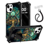 ETLKJVBL for iPhone 14 Case, The Cosmic Tree of Life ArmorShield Military Grade Shockproof, Hidden Kickstand, Detachable Wrist Strap Protective Cover