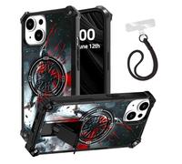 ETLKJVBL for iPhone 14 Case, The Dark - Cloaked Warrior ArmorShield Military Grade Shockproof, Hidden Kickstand, Detachable Wrist Strap Protective Cover