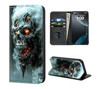 ETLKJVBL for iPhone 14 Case Wallet with Card Holder, Fiery Skull Emerging from Smoke Stylish PU Leather Phone Case with Kickstand - Secure RFID Blocking & Magnetic Flip Cover