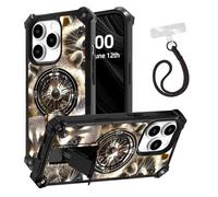 ETLKJVBL for iPhone 14 Pro Case, Cute Raccoons ArmorShield Military Grade Shockproof, Hidden Kickstand, Detachable Wrist Strap Protective Cover