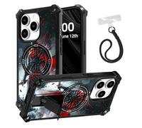 ETLKJVBL for iPhone 14 Pro Case, The Dark - Cloaked Warrior ArmorShield Military Grade Shockproof, Hidden Kickstand, Detachable Wrist Strap Protective Cover