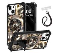 ETLKJVBL for iPhone 15 Plus Case, Cute Raccoons ArmorShield Military Grade Shockproof, Hidden Kickstand, Detachable Wrist Strap Protective Cover