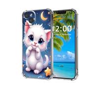 ETLKJVBL for iPhone 15 Plus Case, Cute White Kitten at Night High-Definition Painted Back Cover with Soft Transparent TPU Bumper, Shockproof Protective for iPhone 15 Plus Phone Case
