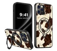 ETLKJVBL for iPhone 15 Pro Case, Cow Print with The Spots 360 Degree Rotating Ring-Shaped Kickstand, Shockproof Protective Case for iPhone 15 Pro