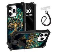 ETLKJVBL for iPhone 15 Pro Max Case, The Cosmic Tree of Life ArmorShield Military Grade Shockproof, Hidden Kickstand, Detachable Wrist Strap Protective Cover