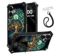 ETLKJVBL for iPhone 16 Case, The Cosmic Tree of Life ArmorShield Military Grade Shockproof, Hidden Kickstand, Detachable Wrist Strap Protective Cover