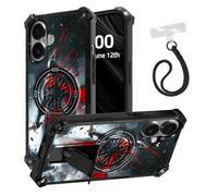 ETLKJVBL for iPhone 16 Case, The Dark - Cloaked Warrior ArmorShield Military Grade Shockproof, Hidden Kickstand, Detachable Wrist Strap Protective Cover