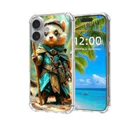 ETLKJVBL for iPhone 16 Plus Case, Ferret Adventurer Woodland High-Definition Painted Back Cover with Soft Transparent TPU Bumper, Shockproof Protective for iPhone 16 Plus Phone Case