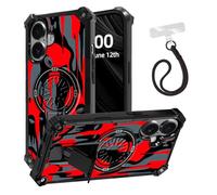 ETLKJVBL for iPhone 16 Plus Case, Red - Black Dripping Faces ArmorShield Military Grade Shockproof, Hidden Kickstand, Detachable Wrist Strap Protective Cover