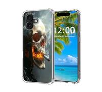ETLKJVBL for iPhone 16 Plus Case,Skull with Cigarette and Glowing Mouth High-Definition Painted Back Cover with Soft Transparent TPU Bumper, Shockproof Protective Case