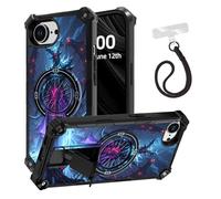 ETLKJVBL for iPhone 16E Case, Dark Armored Figure in Ice Cave ArmorShield Military Grade Shockproof, Hidden Kickstand, Detachable Wrist Strap Protective Cover