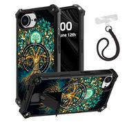 ETLKJVBL for iPhone 16E Case, The Cosmic Tree of Life ArmorShield Military Grade Shockproof, Hidden Kickstand, Detachable Wrist Strap Protective Cover