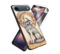 ETLKJVBL for iPhone 17 Air Case, an Ancient Wolf Howling High-Definition Painted Glass Back Cover with Soft Silicone TPU Bumper, Shockproof Protective for iPhone 17 Air Phone Case