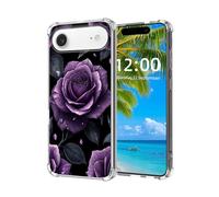 ETLKJVBL for iPhone 17 Air Case, Purple Roses with Dew Drops High-Definition Painted Back Cover with Soft Transparent TPU Bumper, Shockproof Protective for iPhone 17 Air Phone Case