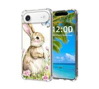 ETLKJVBL for iPhone 17 Air Case, Rabbit and Butterfly in a Floral Glade High-Definition Painted Back Cover with Soft Transparent TPU Bumper, Shockproof Protective for iPhone 17 Air Phone Case