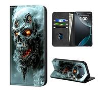 ETLKJVBL for iPhone 17 Air Case Wallet with Card Holder, Fiery Skull Emerging from Smoke Stylish PU Leather Phone Case with Kickstand - Secure RFID Blocking & Magnetic Flip Cover