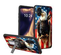 ETLKJVBL for iPhone 17 Case, Eagle with American Flag Soft TPU Shockproof Cover with 360-Degree Rotating Stand, Slim Lightweight Anti-Scratch Protective Phone Case