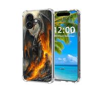 ETLKJVBL for iPhone 17 Case,Fiery Dragon on Lava Covered Rocks High-Definition Painted Back Cover with Soft Transparent TPU Bumper, Shockproof Protective Case