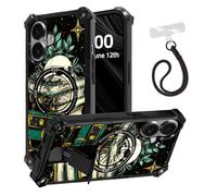 ETLKJVBL for iPhone 17 Case, Stack of Books with Skull Plant ArmorShield Military Grade Shockproof, Detachable Wrist Strap Protective Cover, Hidden Kickstand