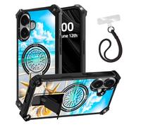 ETLKJVBL for iPhone 17 Case, Two Starfish on The Beach ArmorShield Military Grade Shockproof, Detachable Wrist Strap Protective Cover, Hidden Kickstand