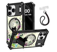 ETLKJVBL for iPhone 17 Pro Case, Cute Black Cat in The Garden ArmorShield Military Grade Shockproof, Detachable Wrist Strap Protective Cover, Hidden Kickstand
