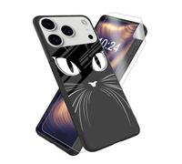 ETLKJVBL for iPhone 17 Pro Case, Mysterious Cat Eyes in The Dark High-Definition Painted Glass Back Cover with Soft Silicone TPU Bumper, Shockproof Protective for iPhone 17 Pro Phone Case